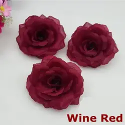 Elegant Deep Purple Silk Rose Flower Heads - 10PCS Set for DIY Decoration & Celebrations (Wine Red)