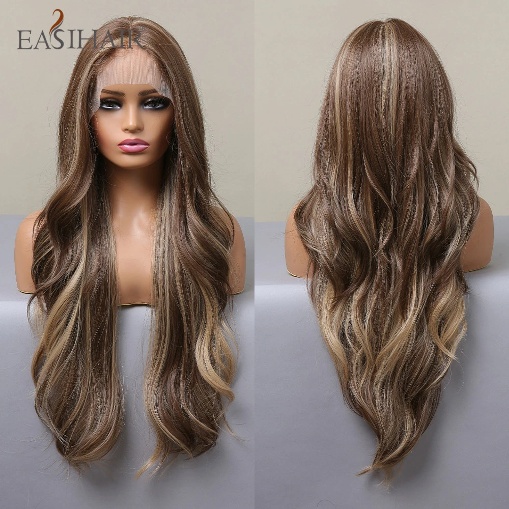 Lace Front Wig Synthetic Wavy Dark Brown | Light Brown Wavy Lace Synthetic  Wigs - Synthetic Lace Wigs(for Black) - Aliexpress