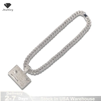 Men’s 50cm Credit Card Pendant Necklace With Zircon Cuban Chain