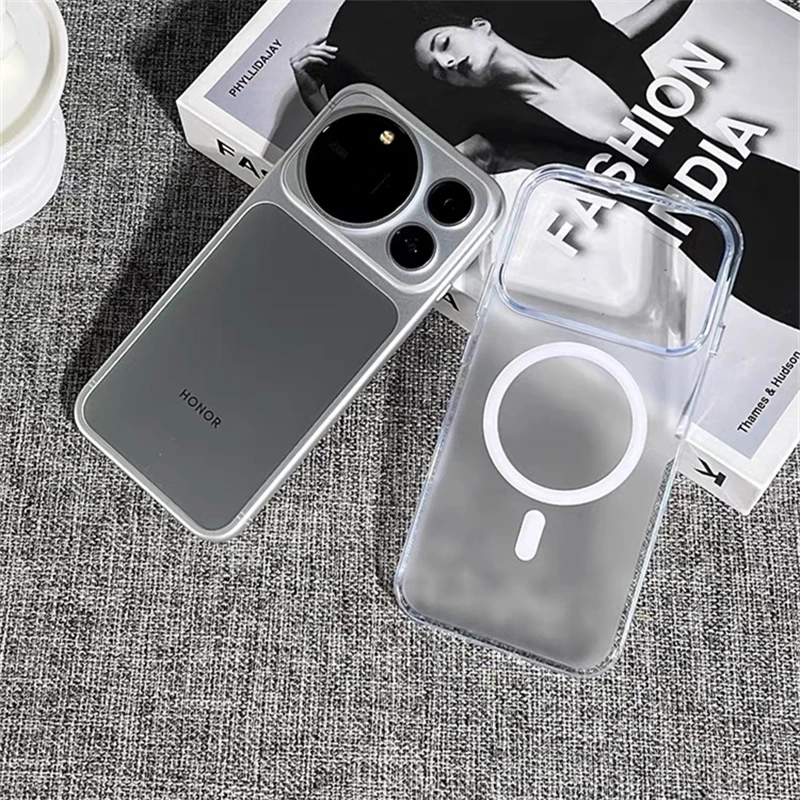 Enhanced Magsafe-Compatible Magnetic Matte Transparent Phone Case with TPU Bumper Strip
