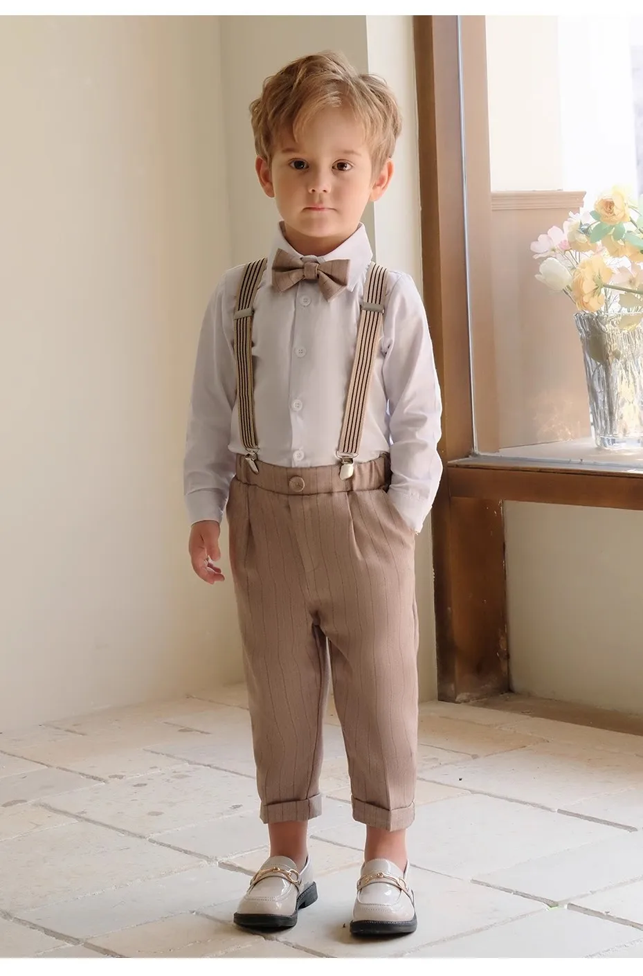 Children Luxurious Khaki Photography Suit Boys Formal Ceremony Costume Kids Birthday Wedding Party Dress Performance Tuxedo Set