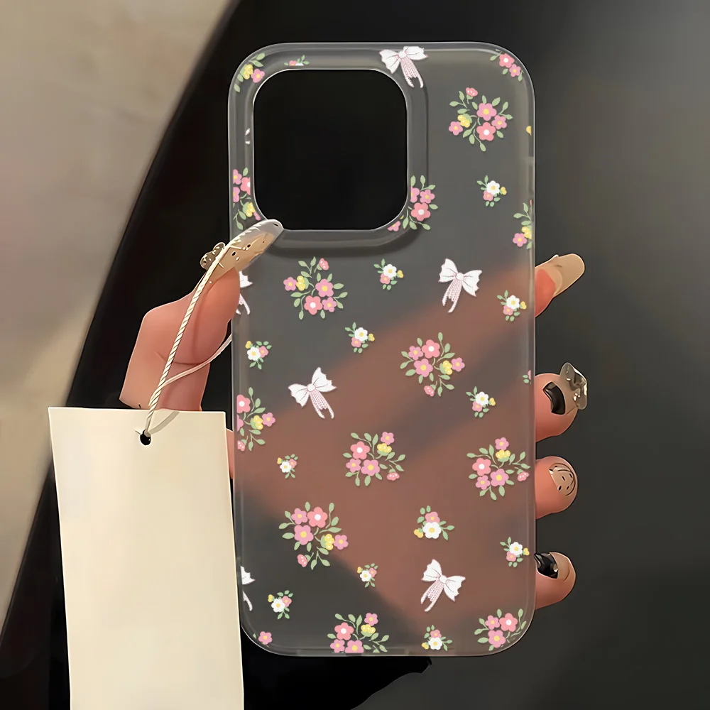 Pink Bow Shockproof Silicone Phone Case - Soft Matte Cover