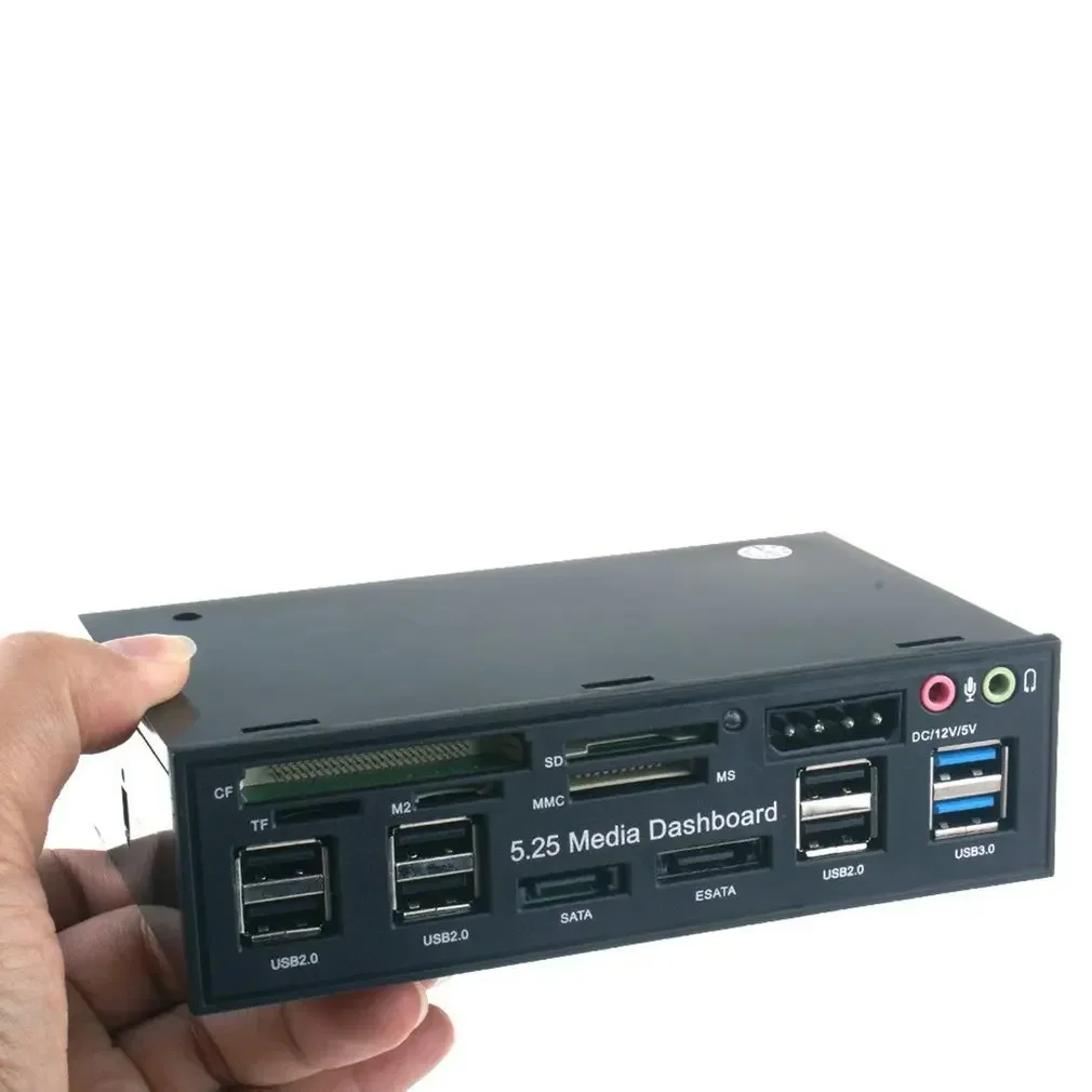 5.25" Pc Front Panel Dashboard Media Usb 3.0 Hub Audio Esata Sata Card Reader Desktop Optical Drive Multifunctional Panel 525E pc front panel