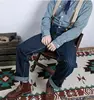Men Striped Jeans Loose Railway Work Overalls Pants Strap Denim Pants Wide Leg Stripe Pants 4