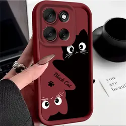 Shockproof Soft Silicone Phone Case with Cute Cat Cartoon Design, Candy Color for Motorola Moto G86 (RD - JGK2004)