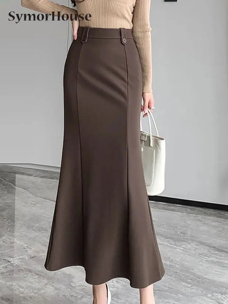 

Spring Autumn Winter High Waist Mermaid Skirts Women New Style Elastic Slim Package Hip Skirt Female Vintage Casual Long Skirt