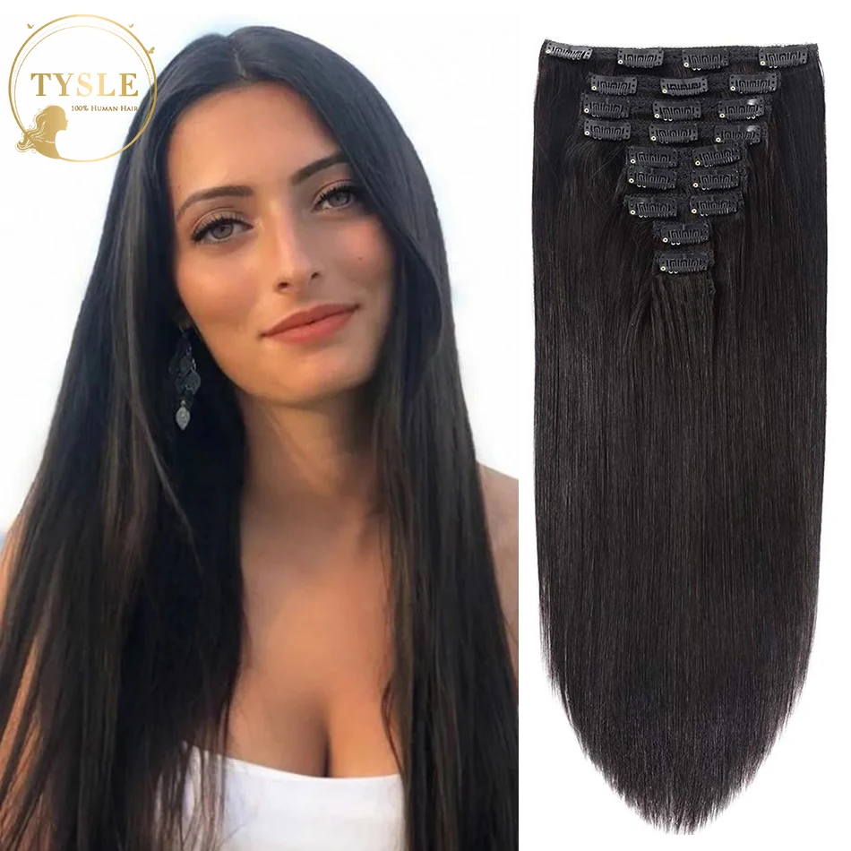 Full Head Clip In Hair Extensions Human Hair 9pcs/set Straight