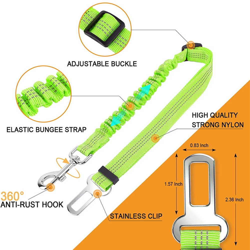 Pet Car Seat Belt Nylon Lead Leash Vehicle Backseat Safety Belt Adjustable Dogs Harness Collar Outdoor Walking Pet Accessories seat belt covers seat belt protection seat belt protector car seat belt accessory seat belts