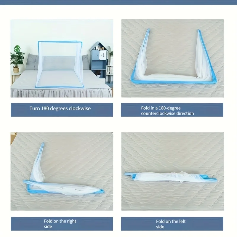 Portable Foldable Mosquito Net Tent - No Installation Required, Bed Cover | Breathable Mesh Tent  bed curtain