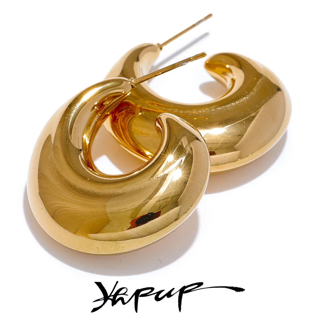 Yhpup Women Chunky Earrings 18K Plated