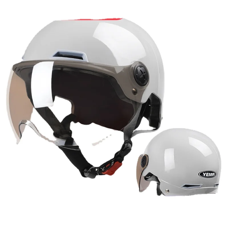 XK Electric Motorcycle Helmet Summer Female Male Four Seasons Gray Helmet Half Helmet flip up dot motorcycle helmet cover personality cool four seasons earphone motorcycle helmet