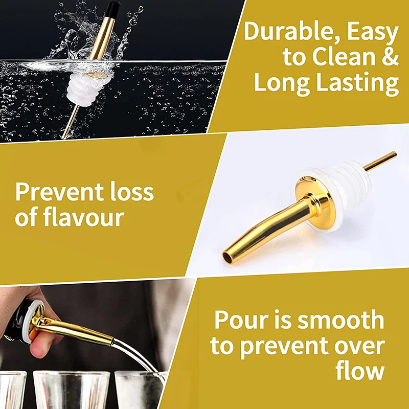 Stainless Steel Pourers Speed pourer Liquor Bottle Pourers and Vinegar Tapered Stopper Spout 4PCS