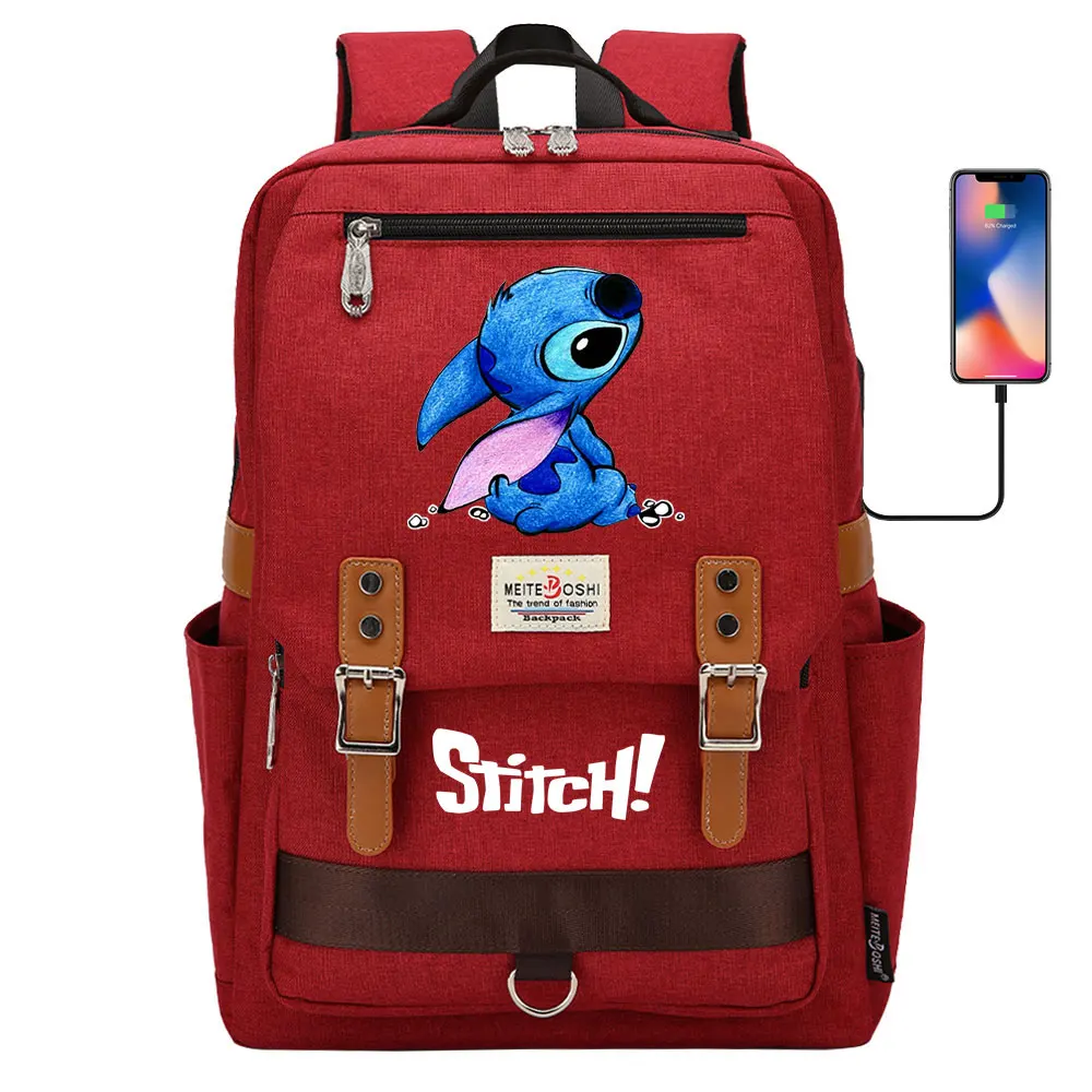 Mochila Stitch De 17 Pulgadas - Gran Capacidad, 3 Compartimentos, Ideal Para Estudiantes, Azul