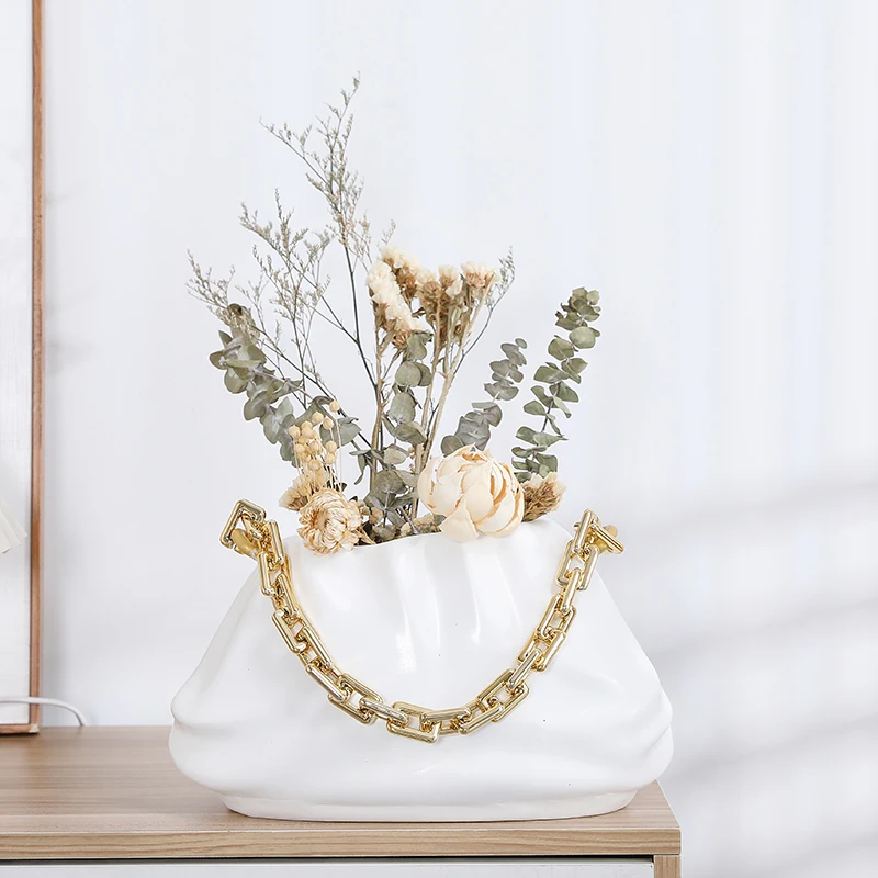 

Nordic cloud Flower Vase Resin Handbag Design Vase Flower Wedding Desk Ornament Home Decor plant pot Interior accessories