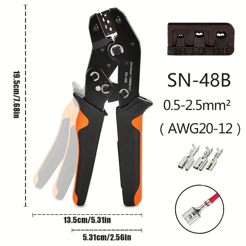 SN-48B 방수 자동차 와이어 커넥터 래칫 압착 플라이어 와이어 크림 퍼 1/2/3/4/5/6 핀 자동차 터미널 크림 퍼
