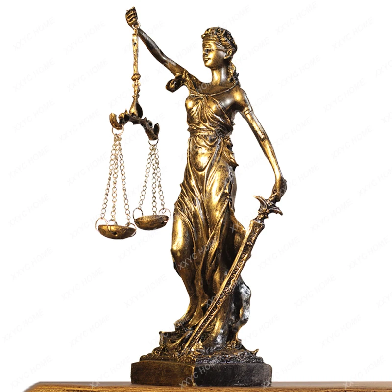 

Aqumotic Greece Justitia Justice Fair Goddess Retro Craft Home Accessories Decoration European Creative Retro Cafe Sculpture