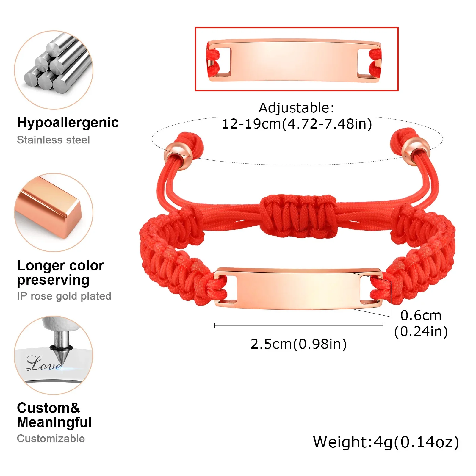 맞춤형 스트링 팔찌, 이름과 날짜 각인, 스테인리스 스틸, 섬세한 핸드 스탬프, 12-19CM 어린이/ 기념일 선물용 주얼리