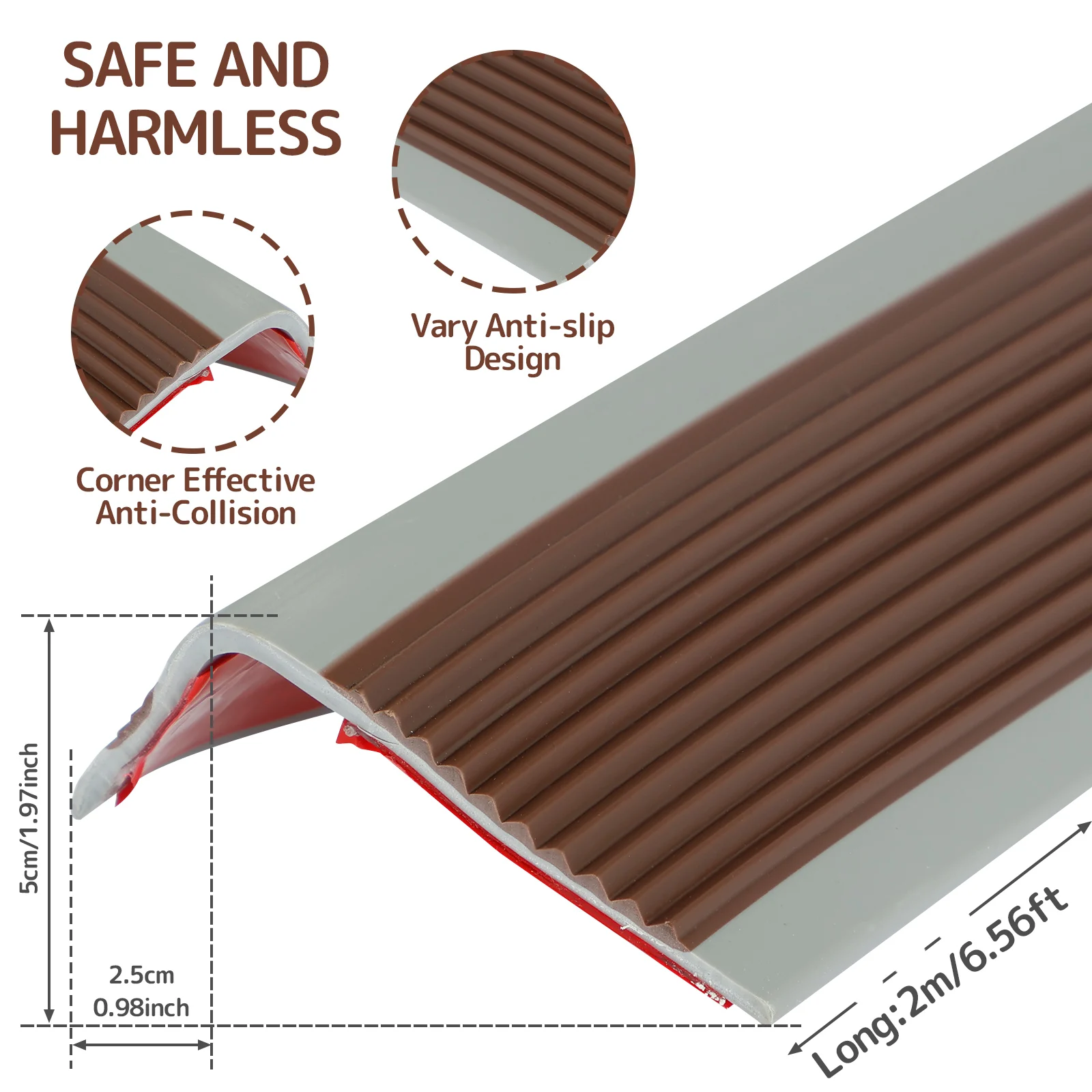 PVC Anti Slip Stair Edge Protector Self Adhesive Trim