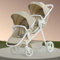Le plus récent poussette de bébé jumeau de luxe, poussette double poussette, poussette de bébé jumeau de haute qualité avec 1 an de garantie 4