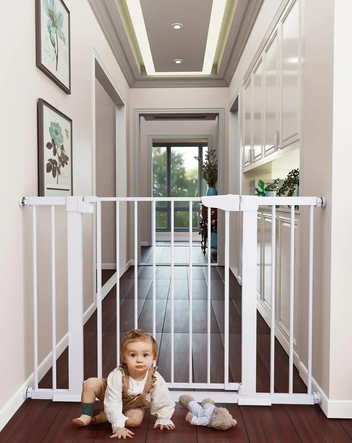 Durable Baby Safety Gate Security Stair Gate Fence for Kids Isolating Barrier Baby Safe Product White Black Wooden