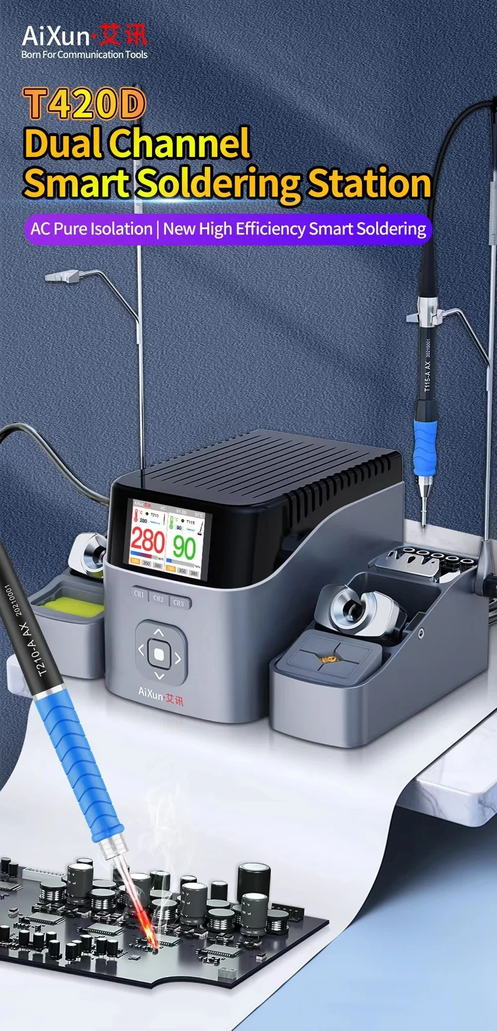 AIXUN T420D orT420host intelligent welding station 2025 new upgrade version,rapid heating for T245 T210 T115 handle welding head 3