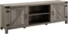 4 Piece Farmhouse Barn Door TV Stand Console Coffee Table and 2 End Table Living Room Set in Rustic Gray Oak 3