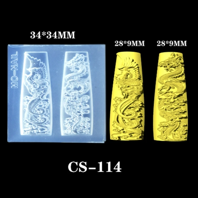 

F42F Silicone Art Molds Easy to Use Dragon Mold for Nail Artists Decoration