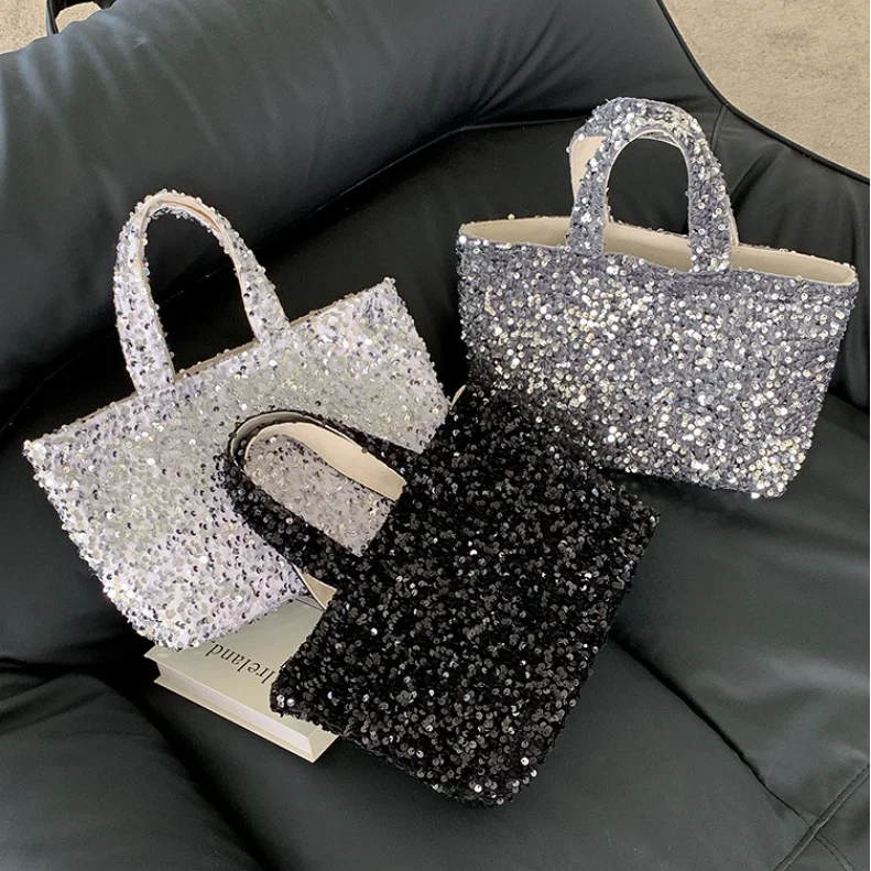 

Вечерняя сумка с ручками, серебристые блестящие сумки с верхней ручкой для женщин, кошельки и сумочки, Роскошный дизайнерский женский бумажник