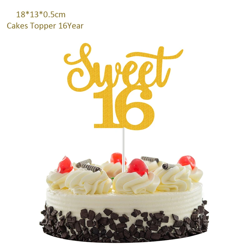 AmarYYa Goldhb00 - Decorazione per torta di compleanno con glitter dorati, decorazione per torta con glitter dorati su un solo lato per foto e stand di casa, decorazione per torte (goldhb00