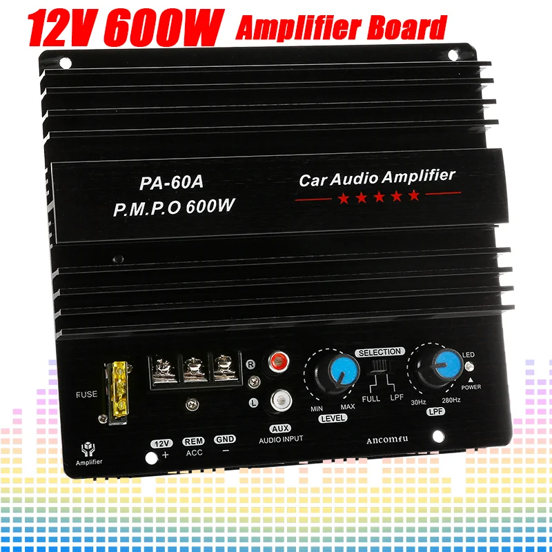 

12V 600W Mono Channel Amplifier Board Car Subwoofer Bass Audio Amplifier Power Amplificador