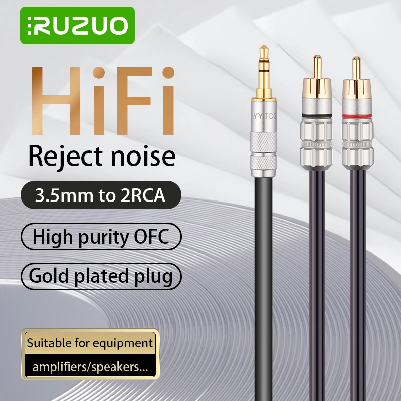 Premium HiFi Stereo Audio Cable - 3.5mm to Dual RCA for Amplifiers & Home Theater Systems