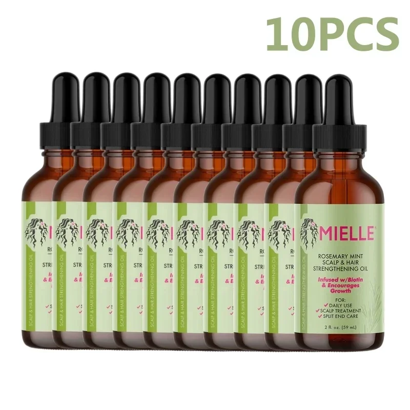 10pcs Organics Mielle Rosemary Mint Hair Growth Essential Oil Scalp & Hair Strengthen Oil Nourishing Improve Split Ends 59ml