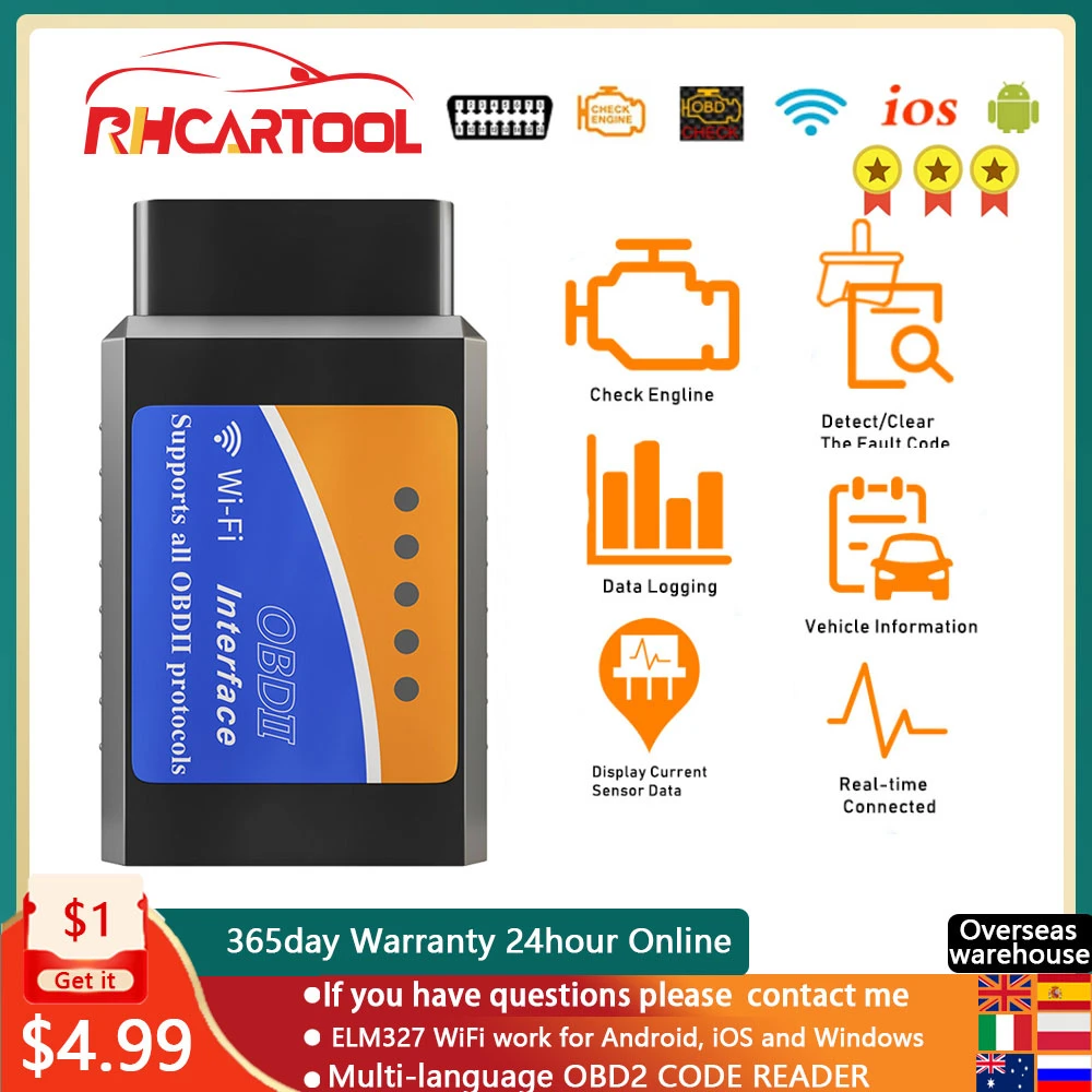 Elm327 OBD2 Scanner Code V1.5 V2.1 Mini Wifi OBD2 Automobile Detector Code  Reader obd2 Car Diagnostic Repair Tools