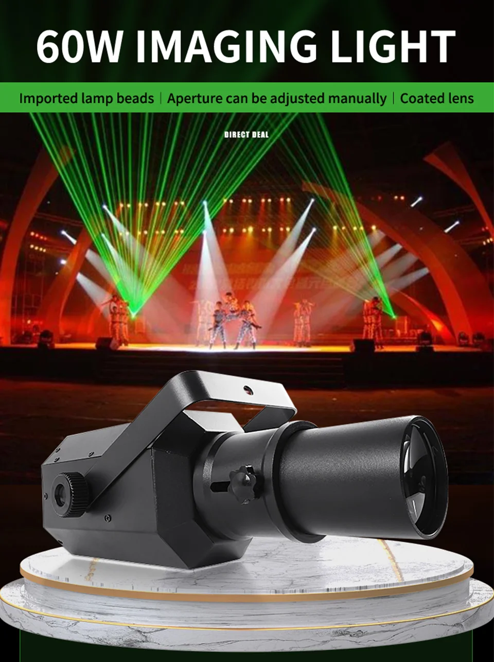 60W LED Imaging Light Stage Follow Profile Spotlight Zoom Warm Light DMX512 90W