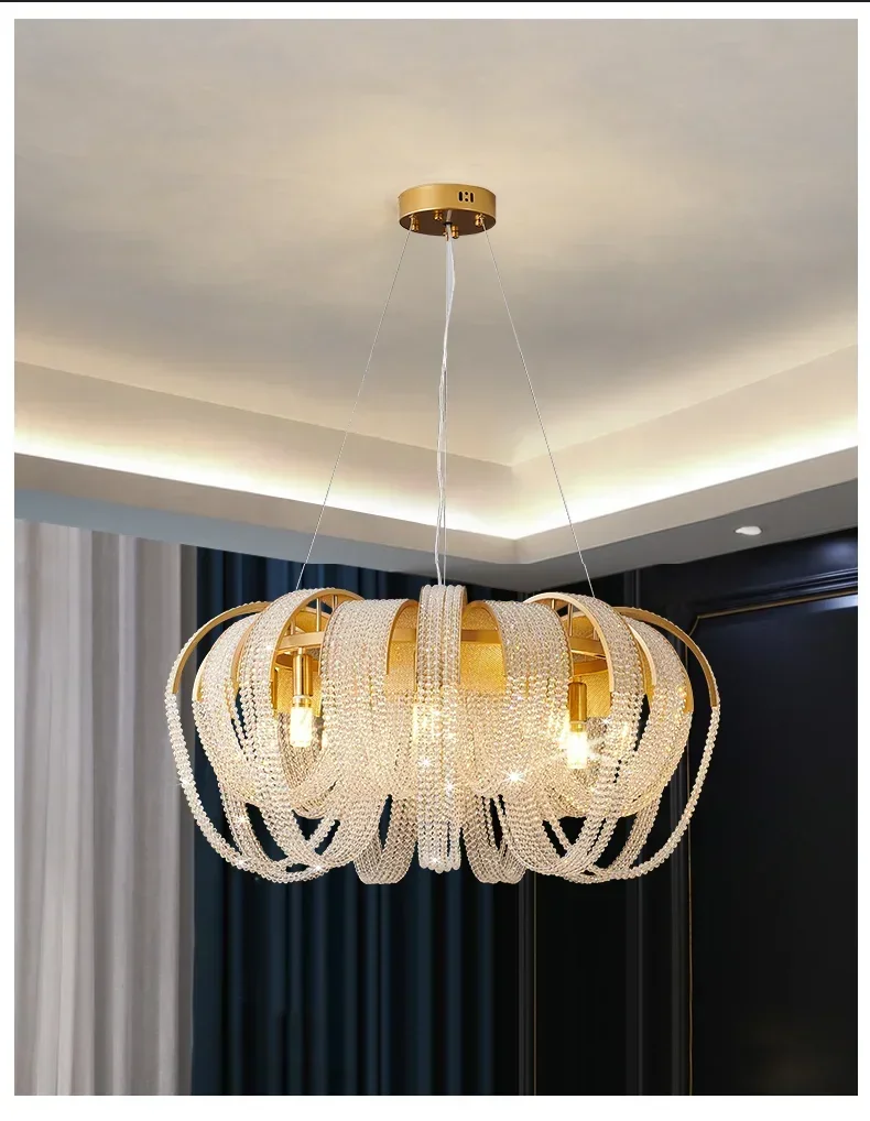 Description Picture 2 of itemCrystal Tassels Led Ceiling Chandelier Living Room Kitchen Island Ceiling Lamp Lobby Pendant Lights Home Decorations Lustre