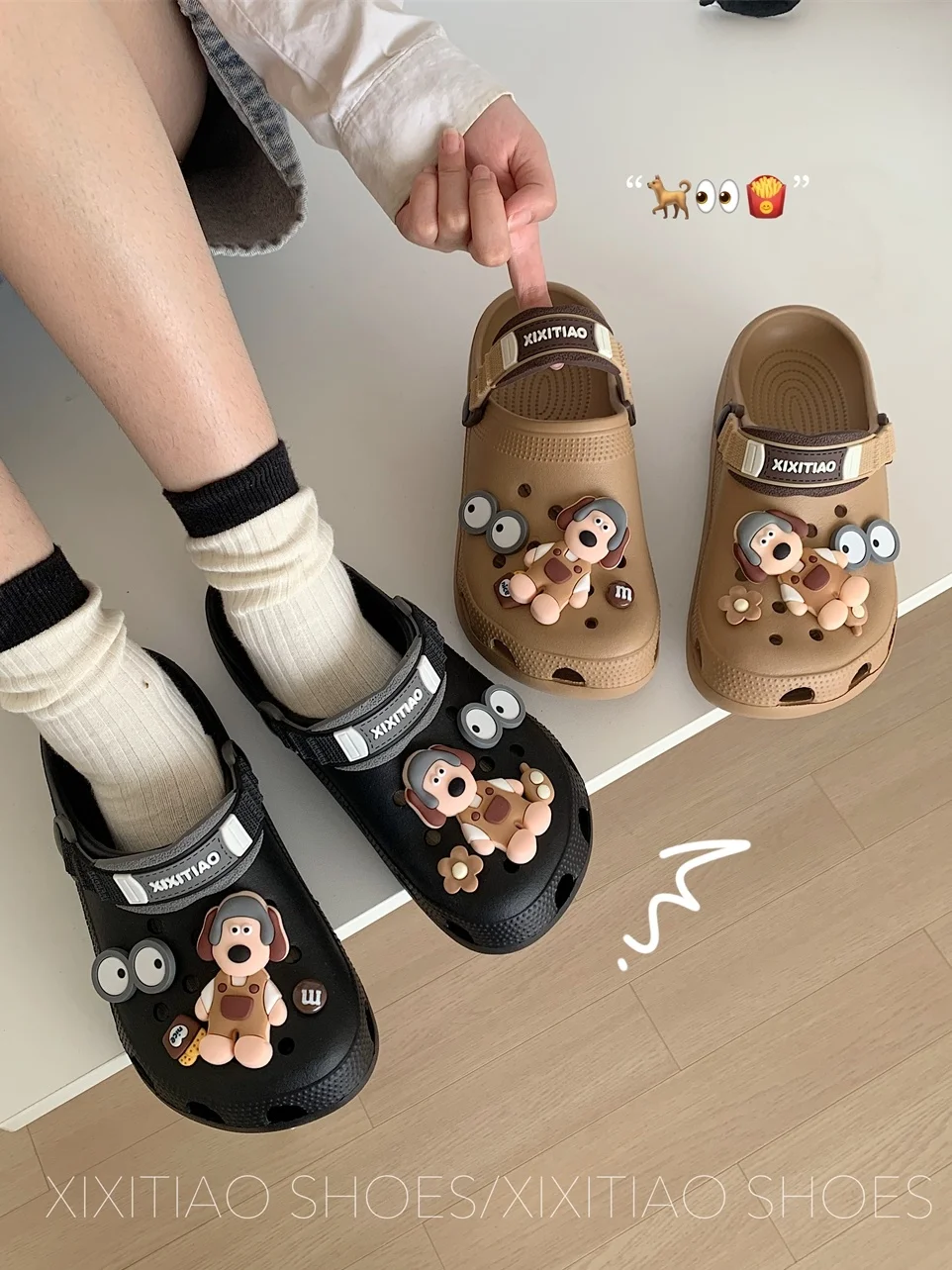 Dog DIY EVA Hole Sandals Women Garden Shoes Men And Women Summer Couples Wearing Fashion Beach Slippers Home Slippers