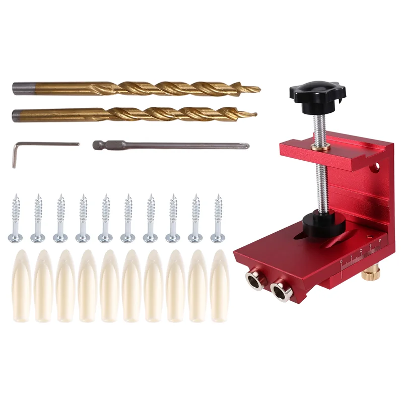 VELIF-Pocket Hole Drill Guide Dowel Jig, Aluminium Oblique Hole Locator Drilling Kit Woodworker DIY Tools With 9Mm Drill – Detail 9