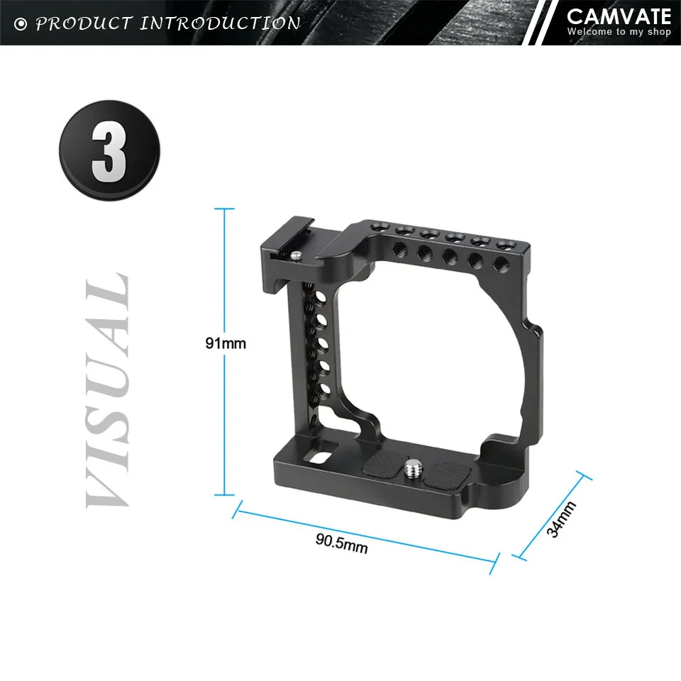 Camera Cage Rig With Cold Shoe Mount &1/4"-20 Threads For Sony A6600, A6500,A600