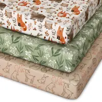 Lot de 3 draps de lit bio pour bébés garçons et filles, drap de matelas neutre respirant en jersey pour lit de bébé, matelas pour tout-petit, doux 4