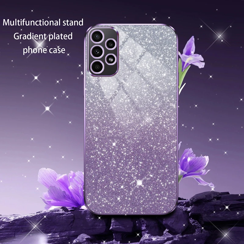 Luxury Electroplated Glitter Case with Soft TPU Bumper and Transparent Back Cover
