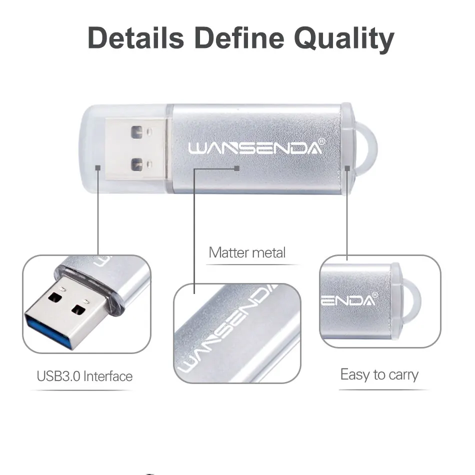 WANSENDA 미니 USB 3.0 플래시 드라이브, 펜 드라이브, 외부 저장 장치, USB 3.0 메모리 스틱, 32GB, 64GB, 256GB, 128GB, 16GB