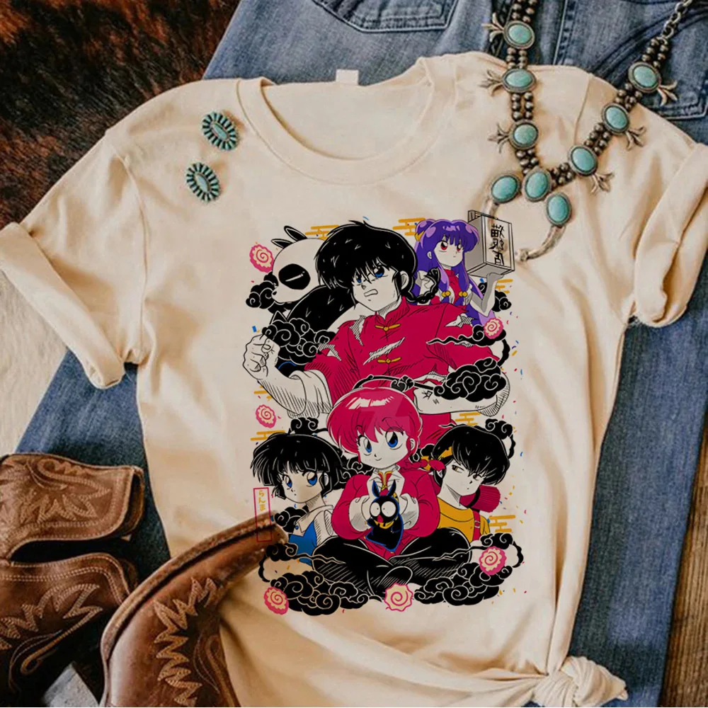 Ranma 1/2 Saotome 티셔츠 십대 디지털 한국 의류 편안한 그래픽 셔츠 여성 애니메이션 대학 파스텔