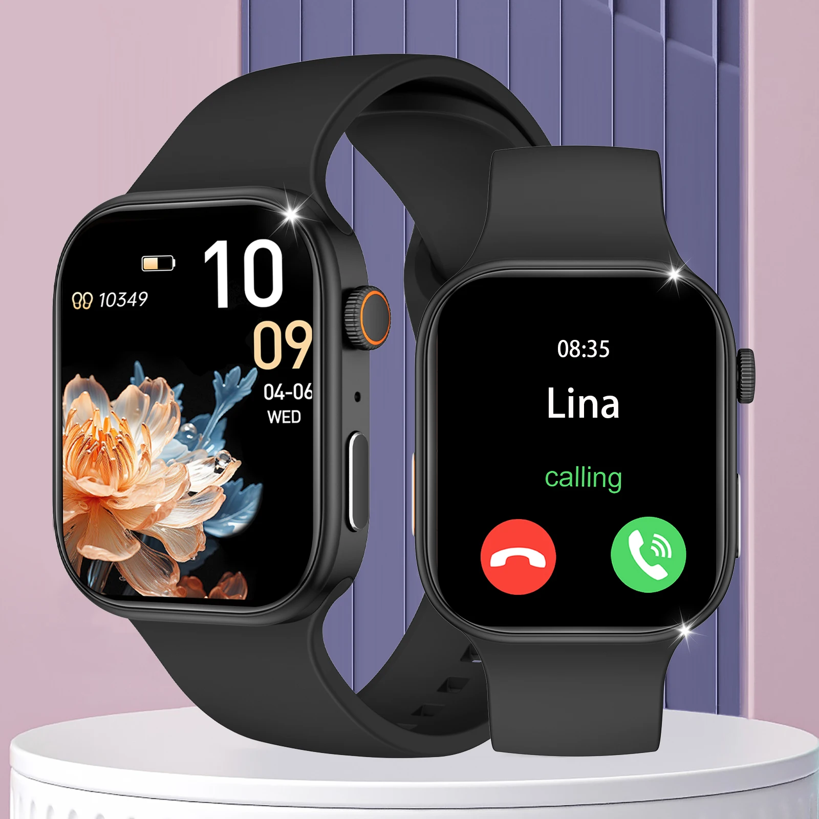 Smart Watch con display HD da 2,02 pollici: chiamate/quadranti wireless, notifiche di allarme/messaggio, tracciamento fitness, controllo della musica.