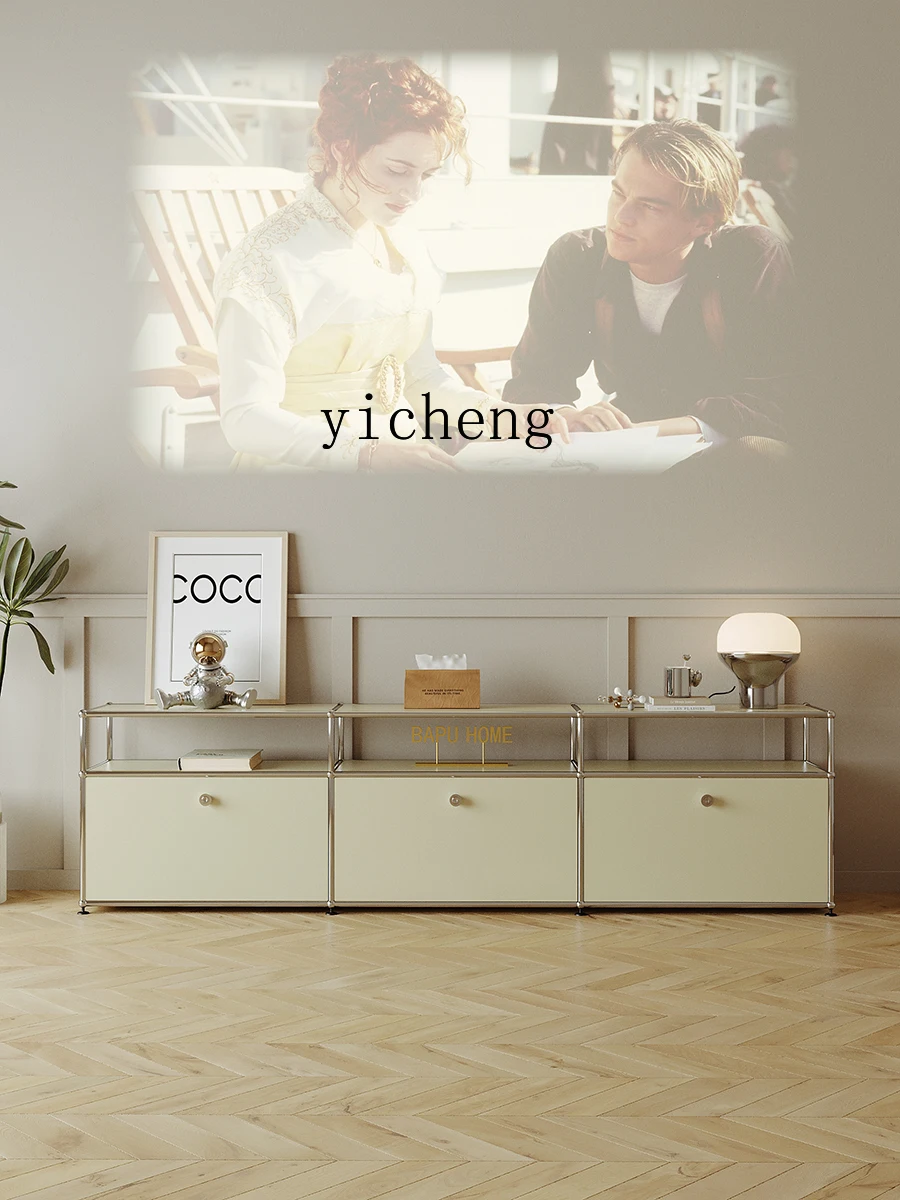 Zc Usm Mid-Ancient Stainless Steel TV Cabinet Storage Simple