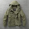 Men Jacket Denim Retro Cargo Hooded Jacketes Outdoor Multi Pockets Camo Tops Field Casual Fashion Hiking Coats Uniform 6
