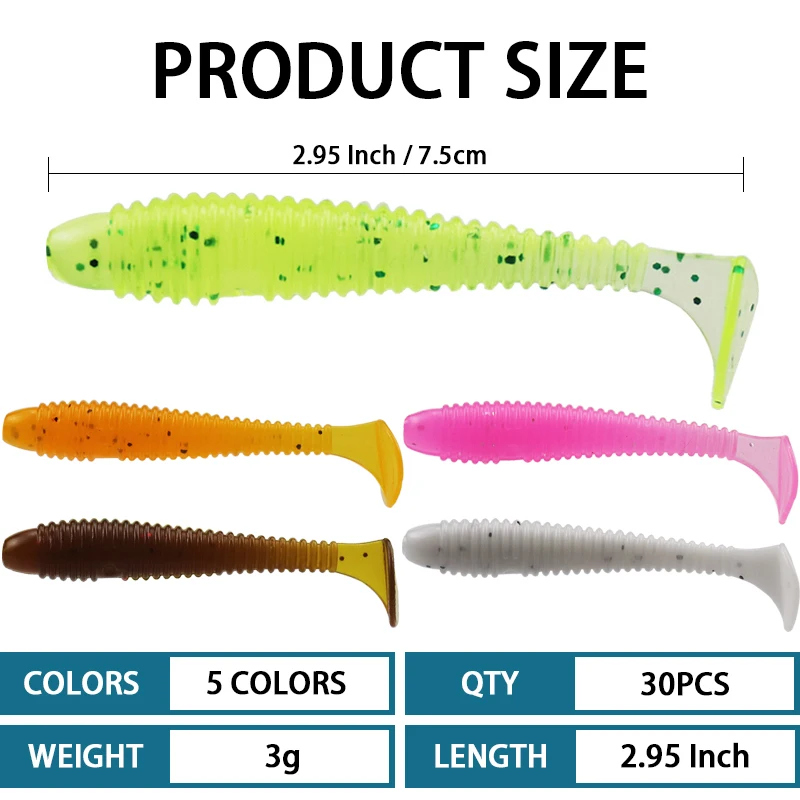 Appât Nage Attractive Lot De 3 Leurres Souples Pour Perche Et Brochet