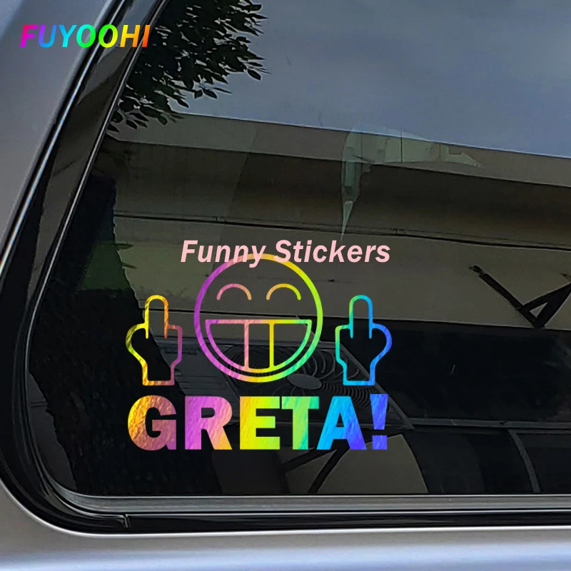 Play Stickers Smiling Face GRETA Middle Finger Car Sticker Window Decoration Home Decor Sticker Gifts Car Accessories,car sticker