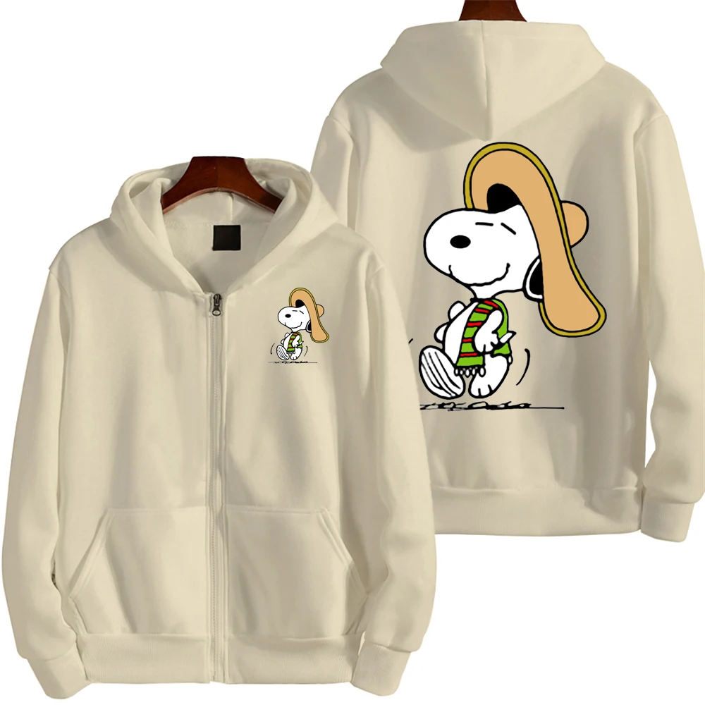 thumbnail image 1 of Sudadera con capucha de Snoopy Charlie Brown para hombre y mujer, sudadera de gran tamaño con cremallera, nueva chaqueta de pareja de dibujos animados de anime para primavera y otoño, 1 of 4