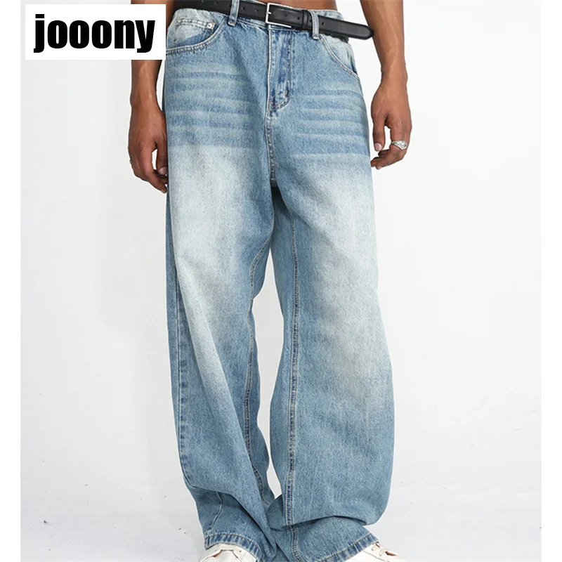 

Y2k Trendy Mens Spring Summer New Korean Style Loose Wide Leg High Waist Jeans Fashion Basic Versatile Casual Washed Denim Pants