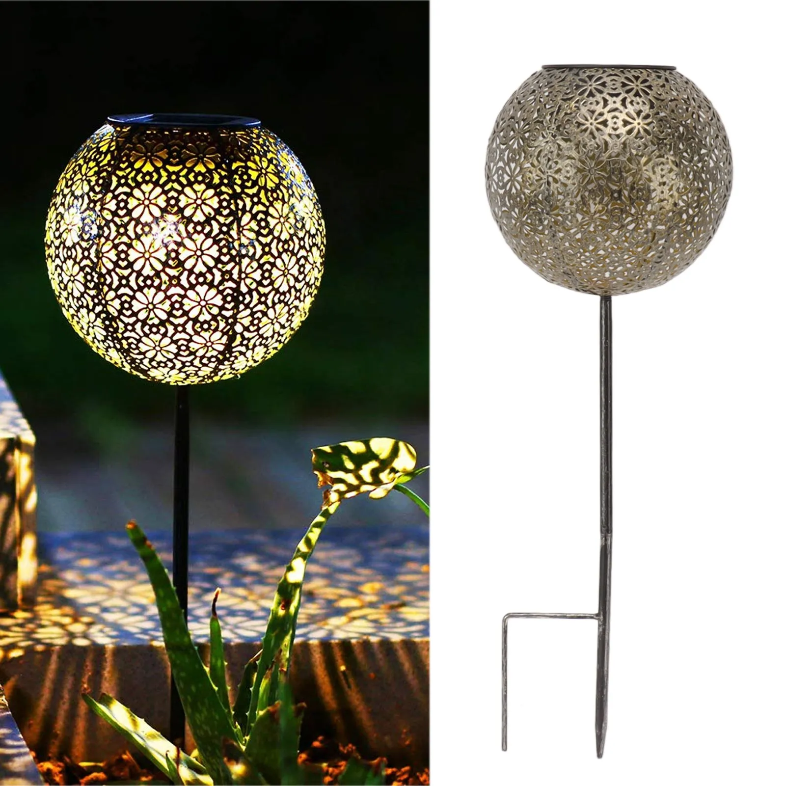 Solar String Lights Outdoor LED Lights Hollow Design Pathway Waterproof Solar Powered Patio Light for Garden Party Decor 5 spiral design beach umbrella sand anchor stand holder fits beach lawn yard patio garden for strong wind windy weather white